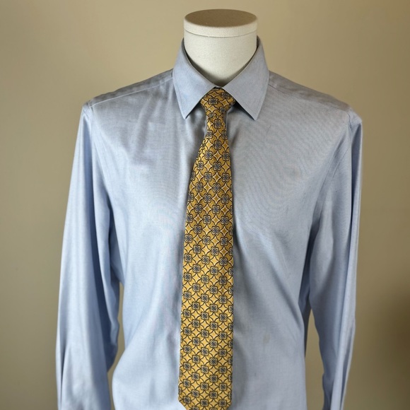 Jos. A. Bank Signature Collection Men’s  Necktie Yellow with Blue Floral Design - Picture 6 of 7